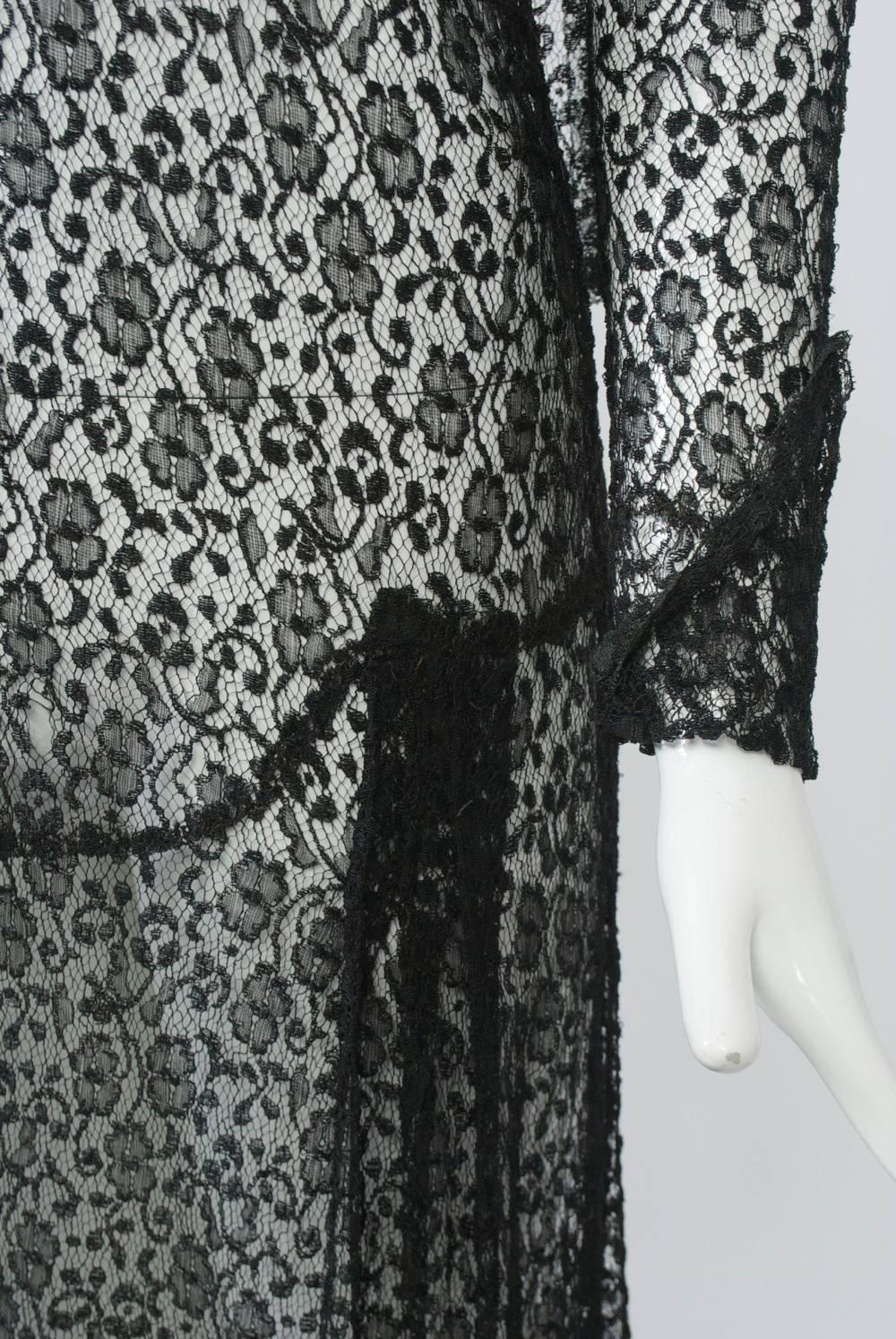 1930s Black Lace Tea Dress For Sale 2