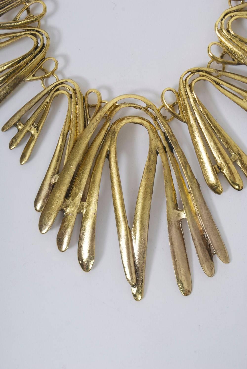 Brass Boomerang Necklace For Sale 1