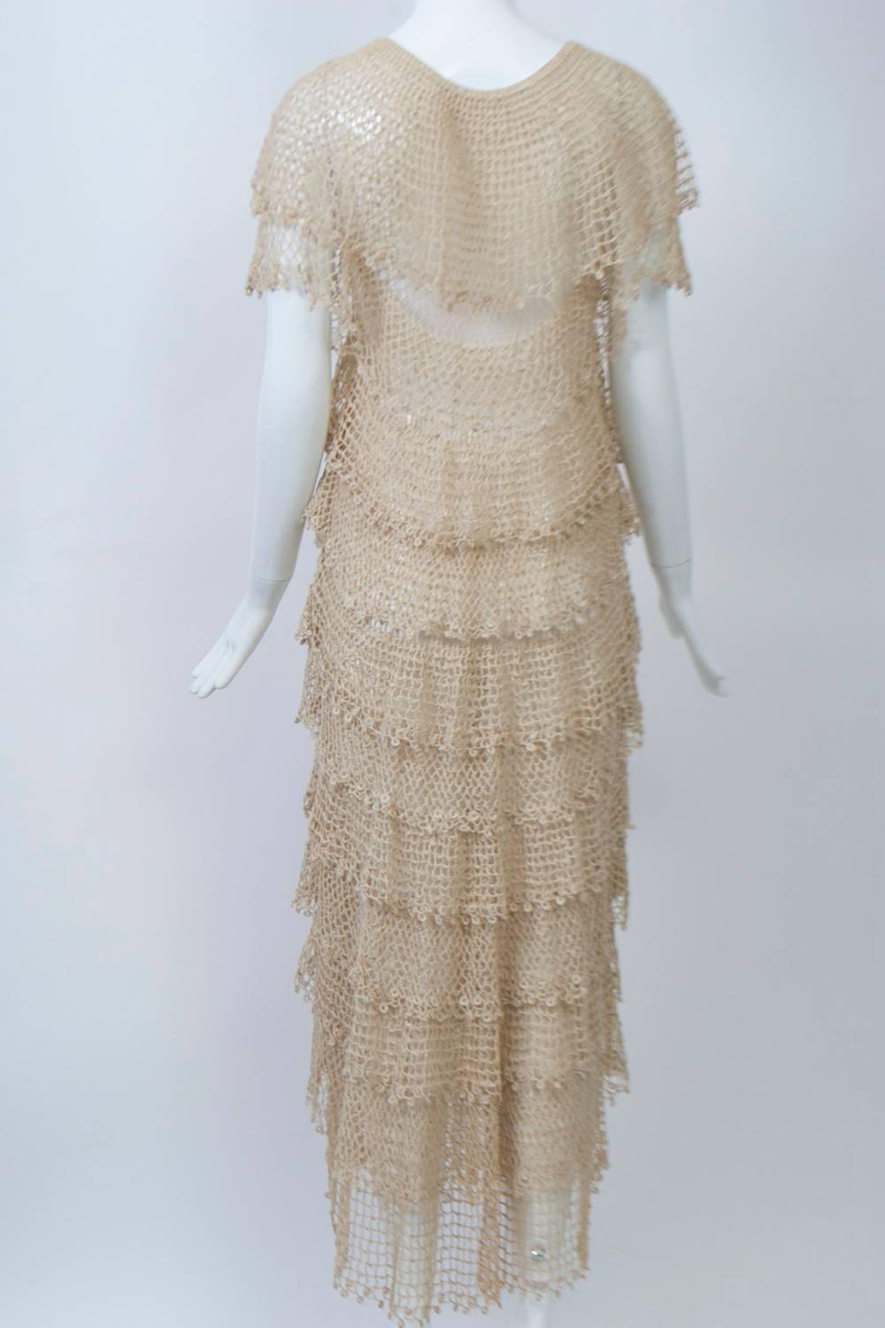 Crochet Tiered Dress In Good Condition In Alford, MA