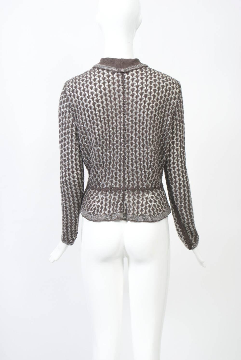 Gray Crystal-Beaded Cardigan For Sale