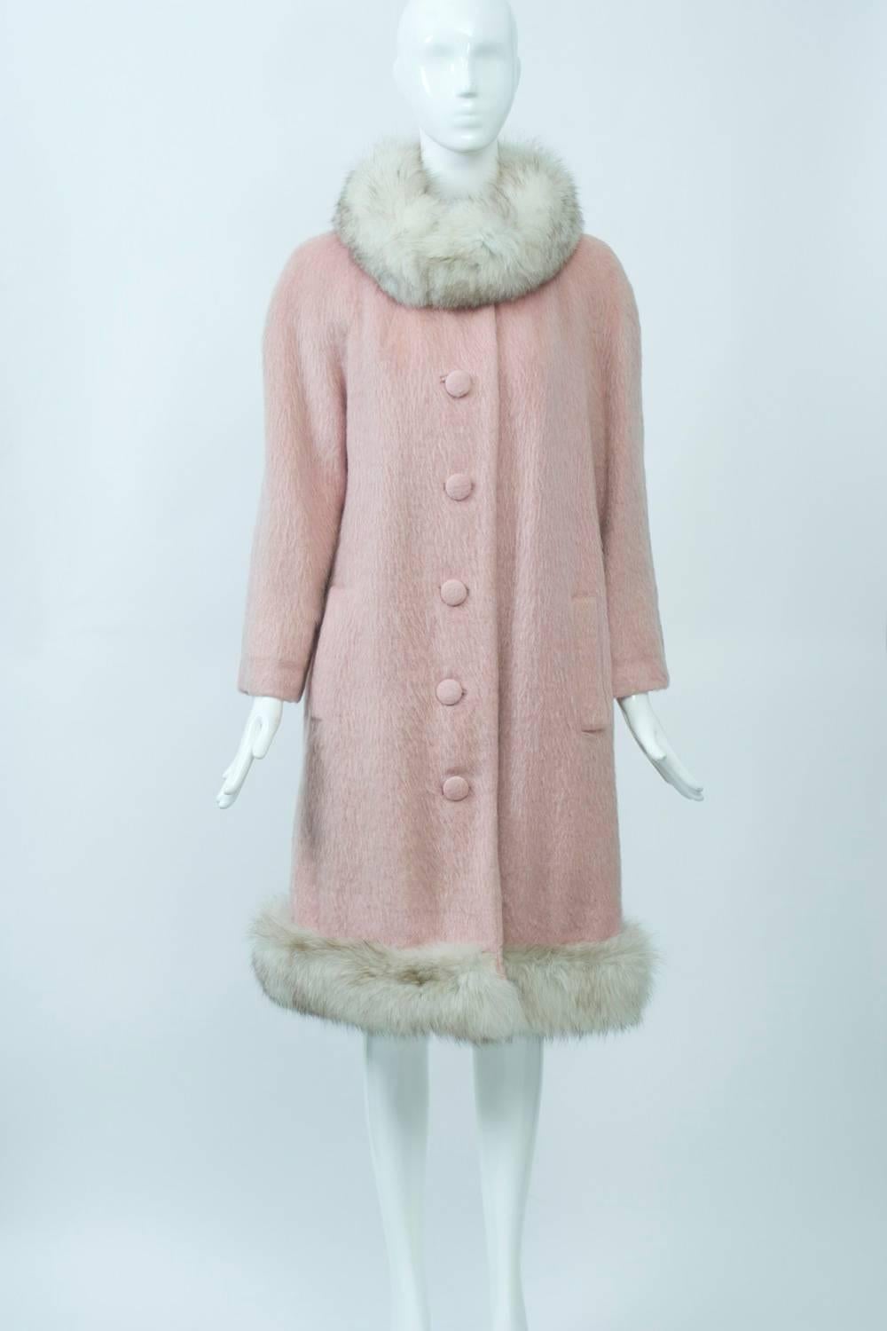 Gray Lilli Ann Fox-Trimmed Pink Coat