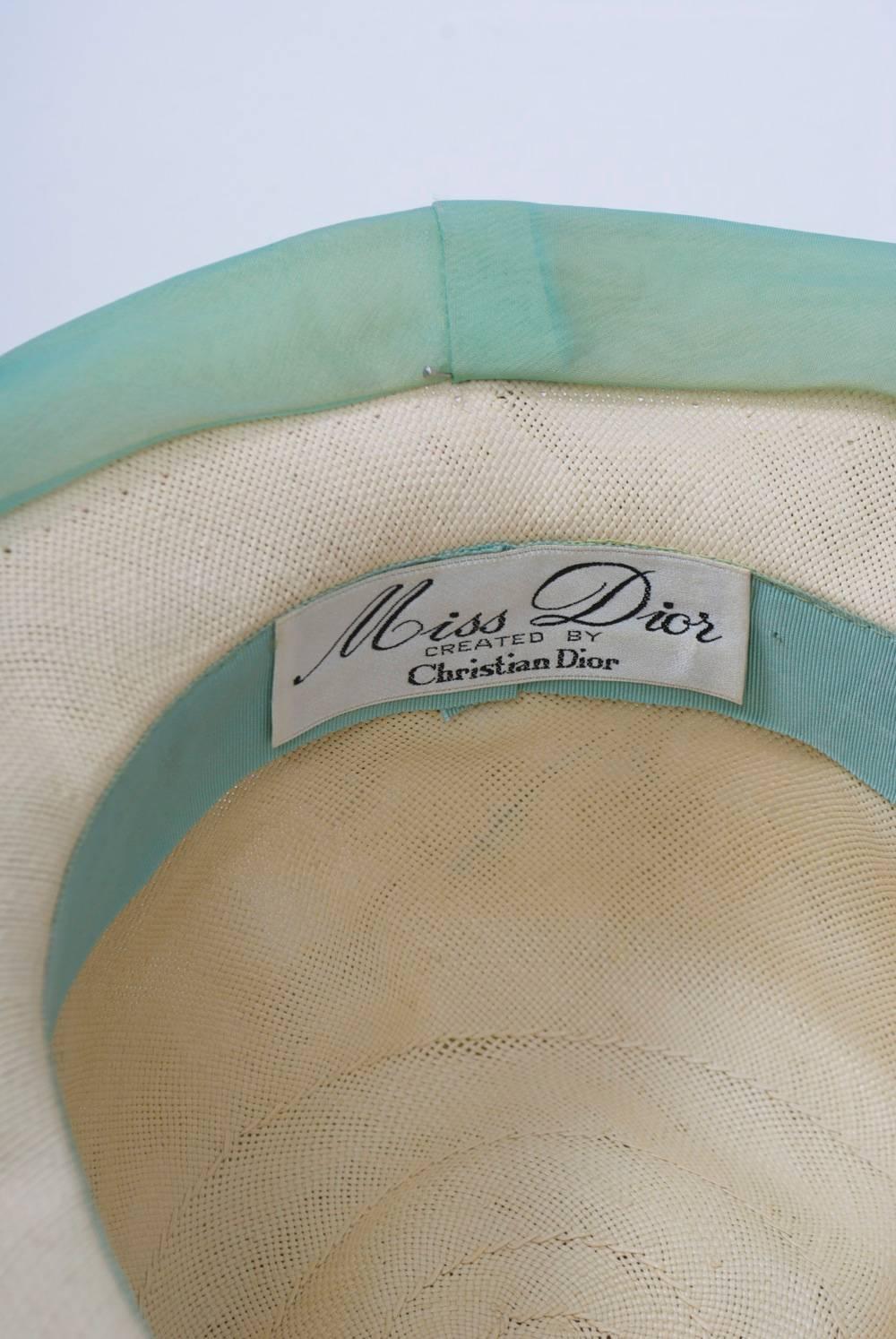 Dior Straw Hat with Flowers In Excellent Condition In Alford, MA