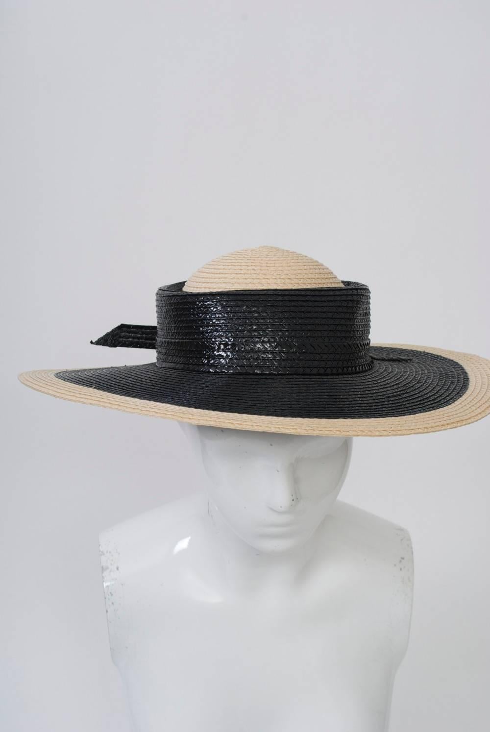 Mr. John Natural/Black Straw Hat In New Condition In Alford, MA