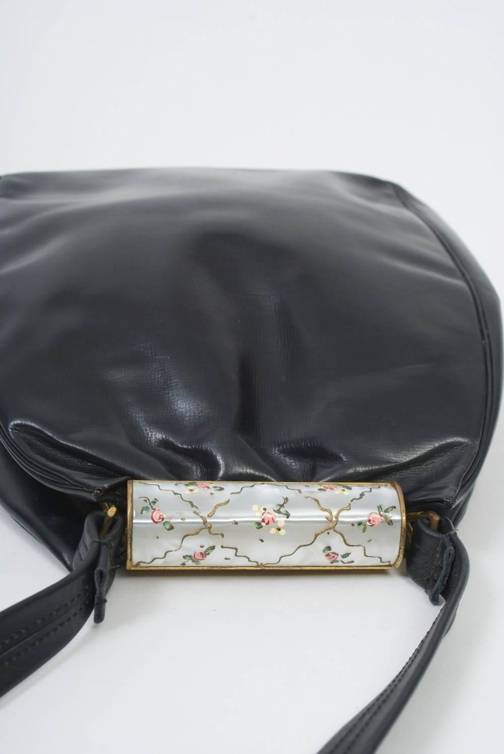 Black Rosenfeld Handbag with MOP Clasp