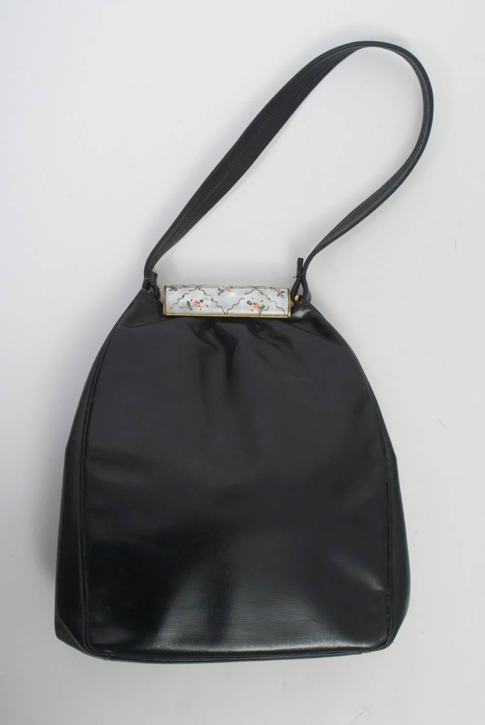 Rosenfeld Handbag with MOP Clasp In Good Condition In Alford, MA