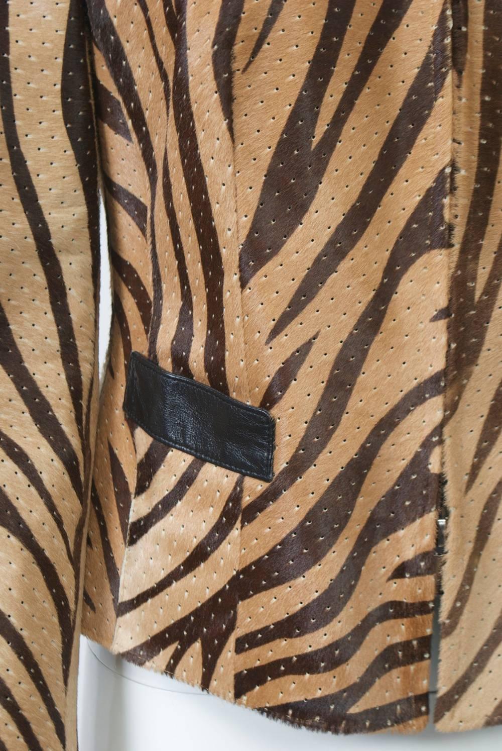 Brown Rena Lange Tiger-Stripe Pony Jacket