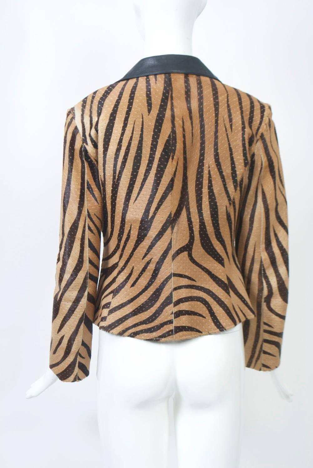 Rena Lange Tiger-Stripe Pony Jacket 1