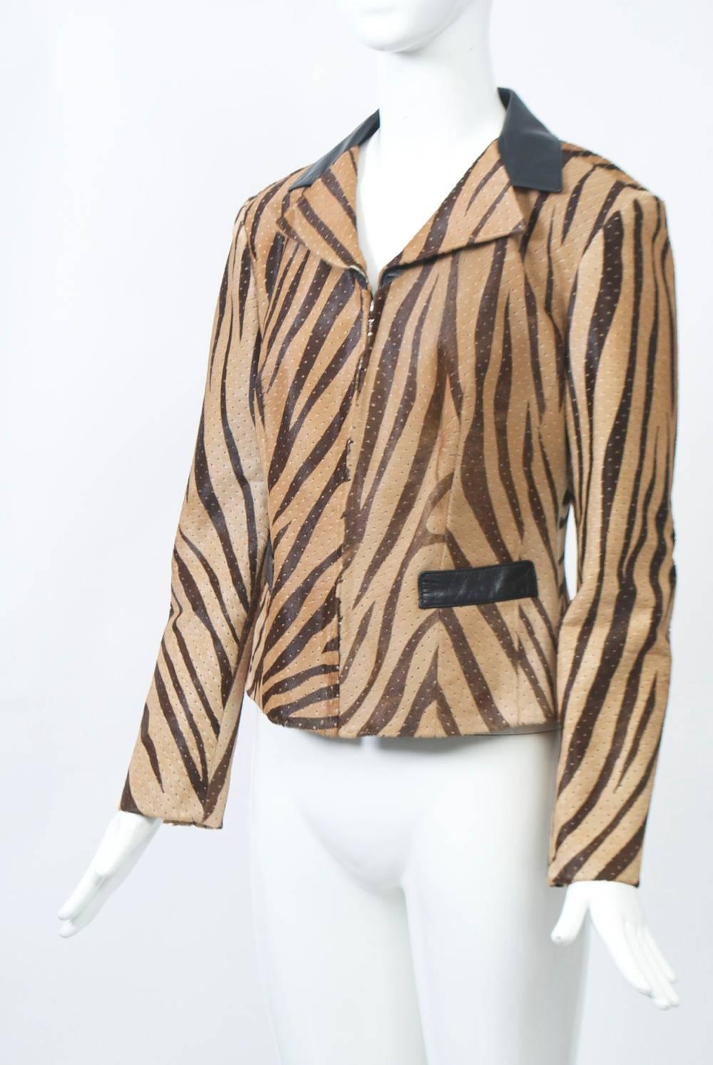 Rena Lange Tiger-Stripe Pony Jacket 2