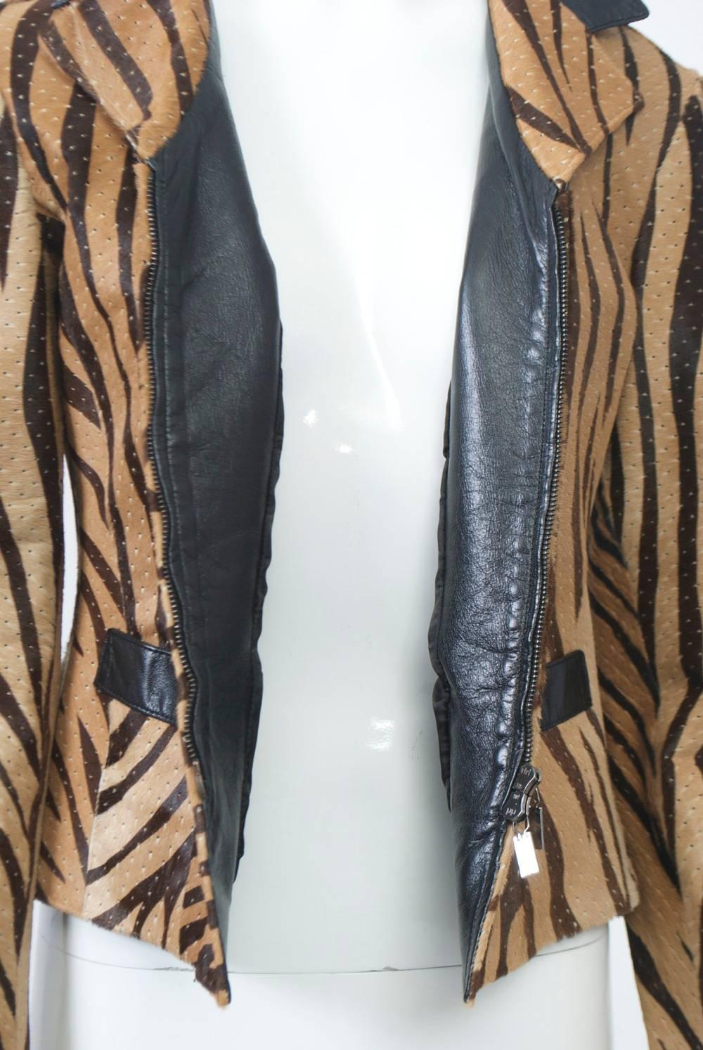 Rena Lange Tiger-Stripe Pony Jacket 3