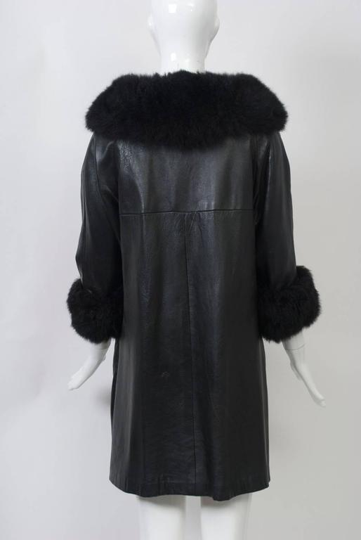 1960s Black Leather Fur-Trimmed coat at 1stDibs