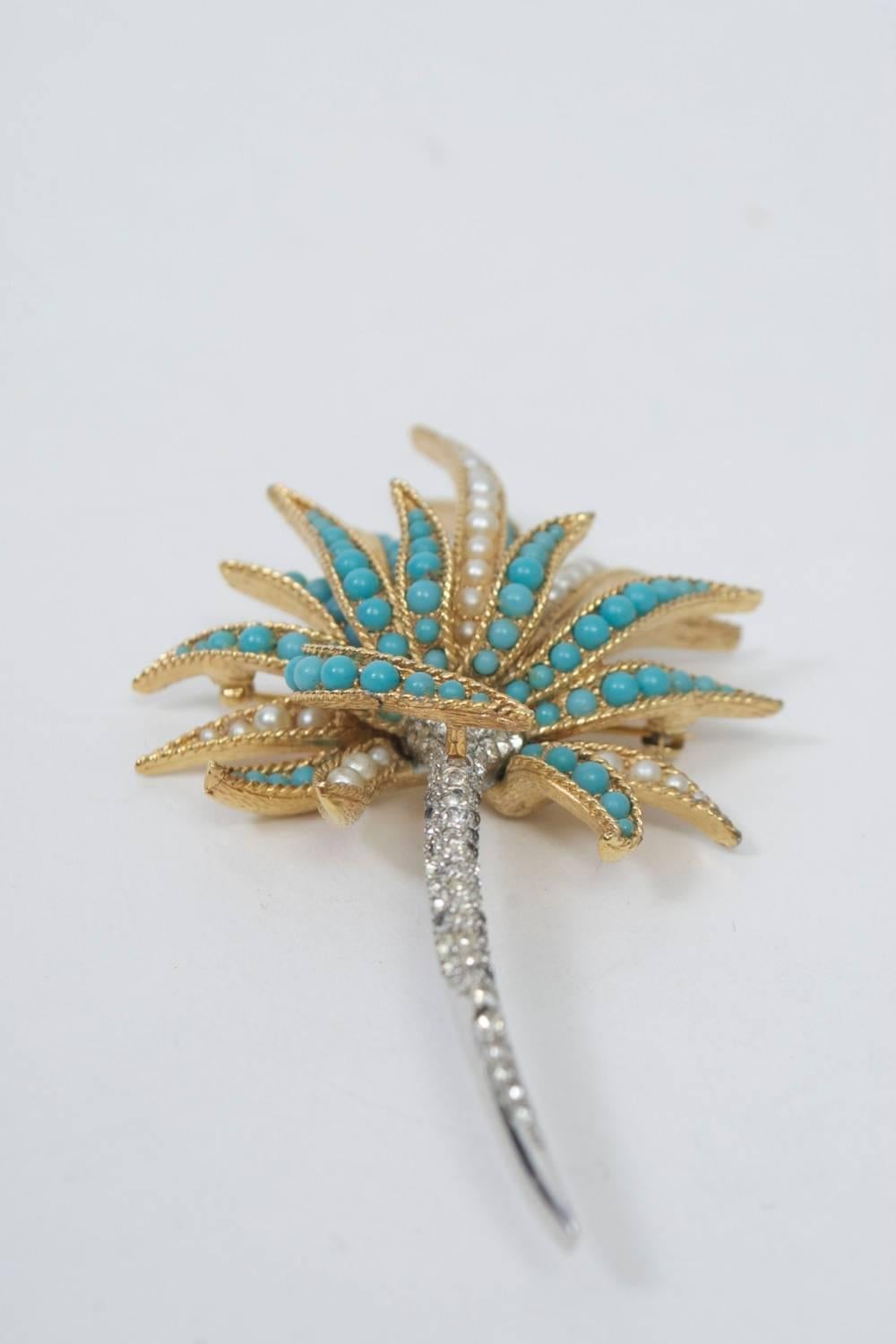 Boucher Brooch with Turquoise In Excellent Condition In Alford, MA