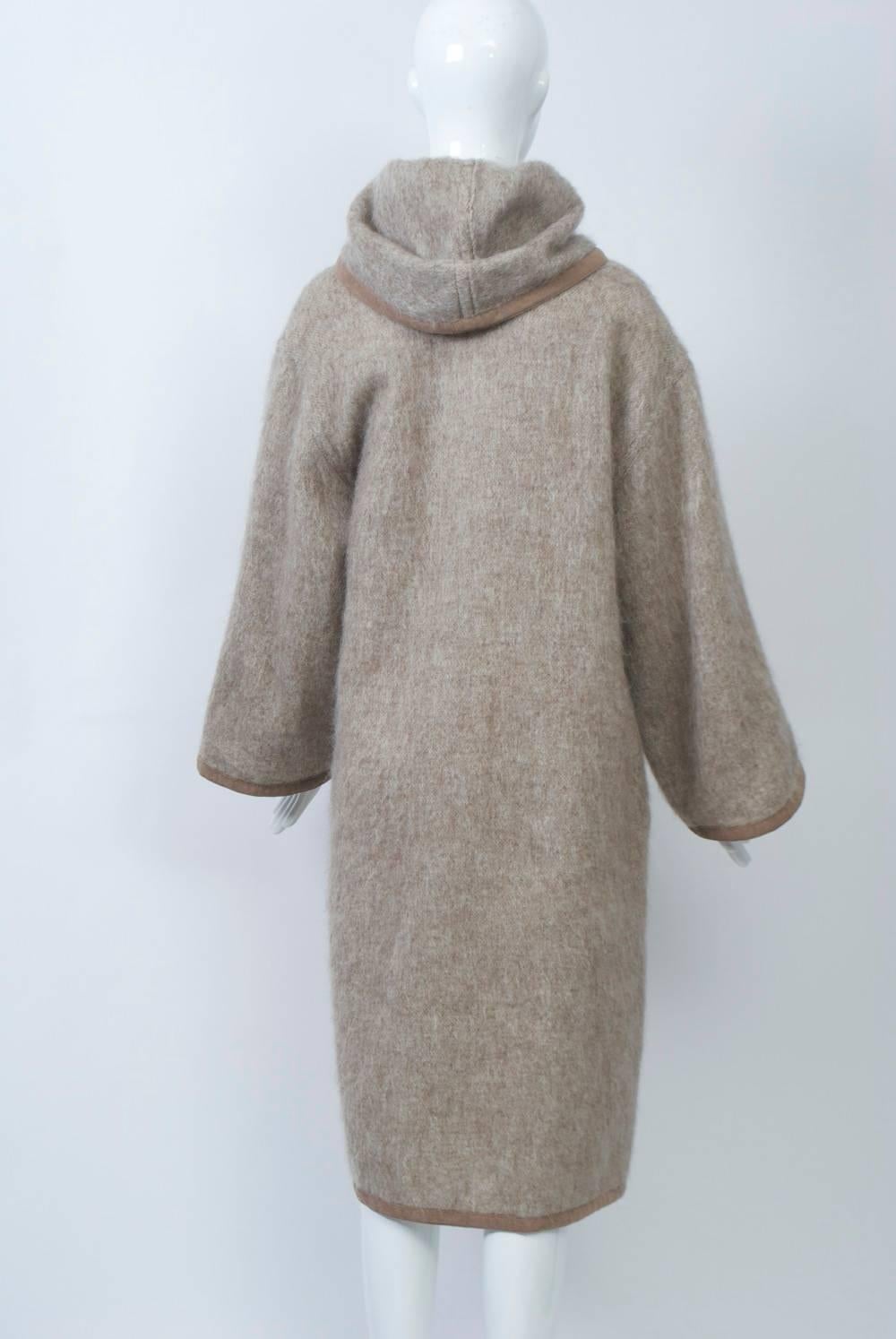 Gray Mohair Coat with Ultrasuede Trim