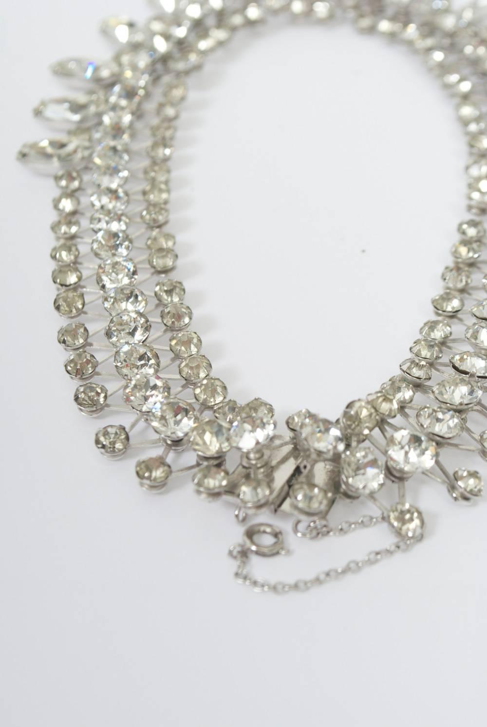 Eisenberg Rhinestone Necklace In Excellent Condition In Alford, MA
