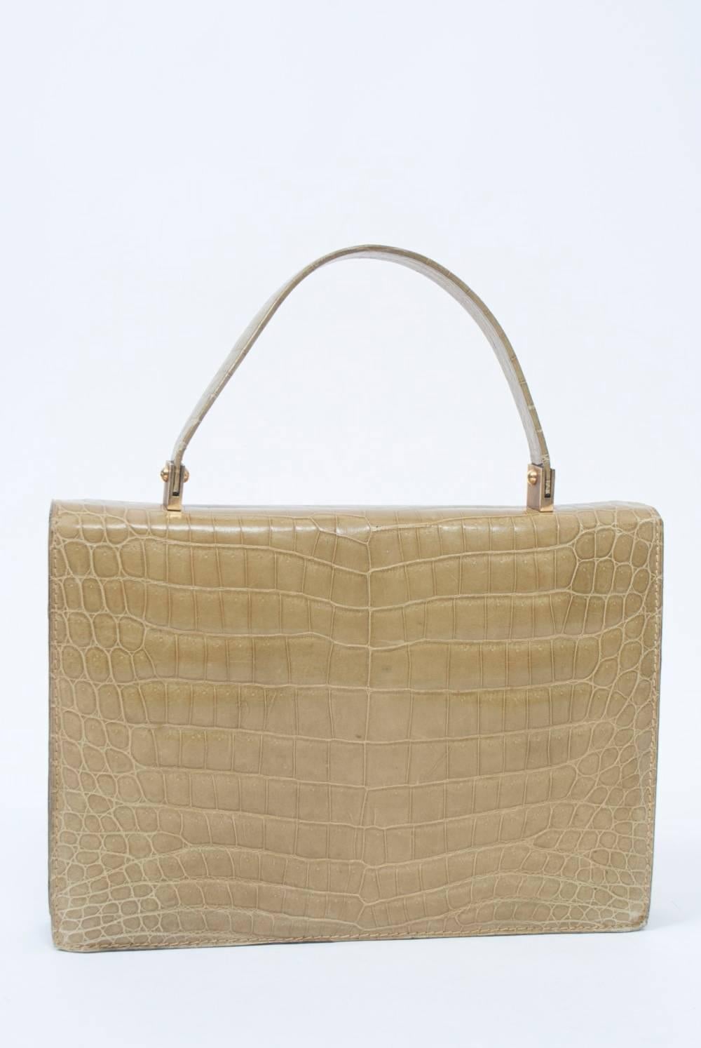 Brown 1960s Crocodile Handbag