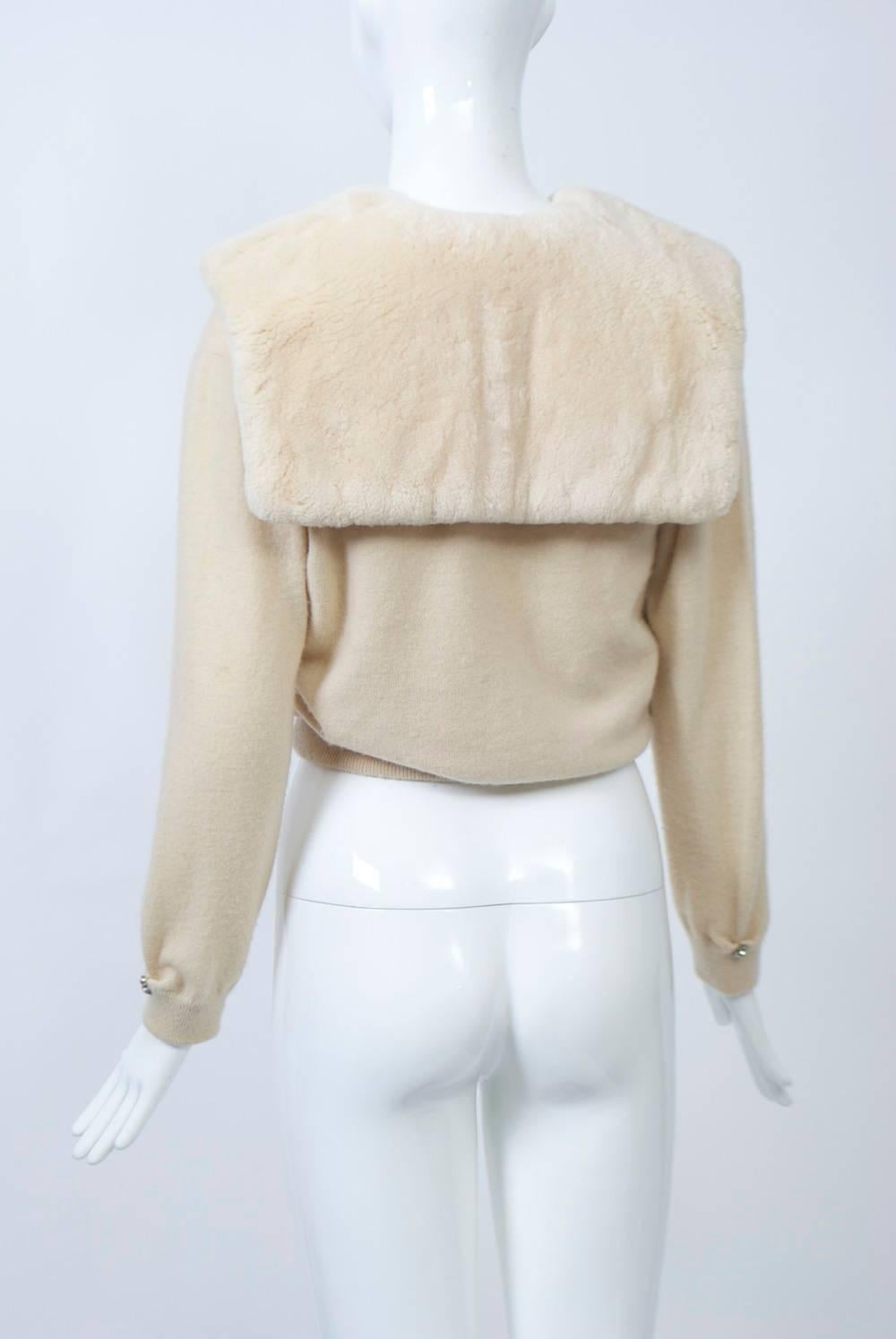 Women's Fur-Trimmed Cashmere Cardigan