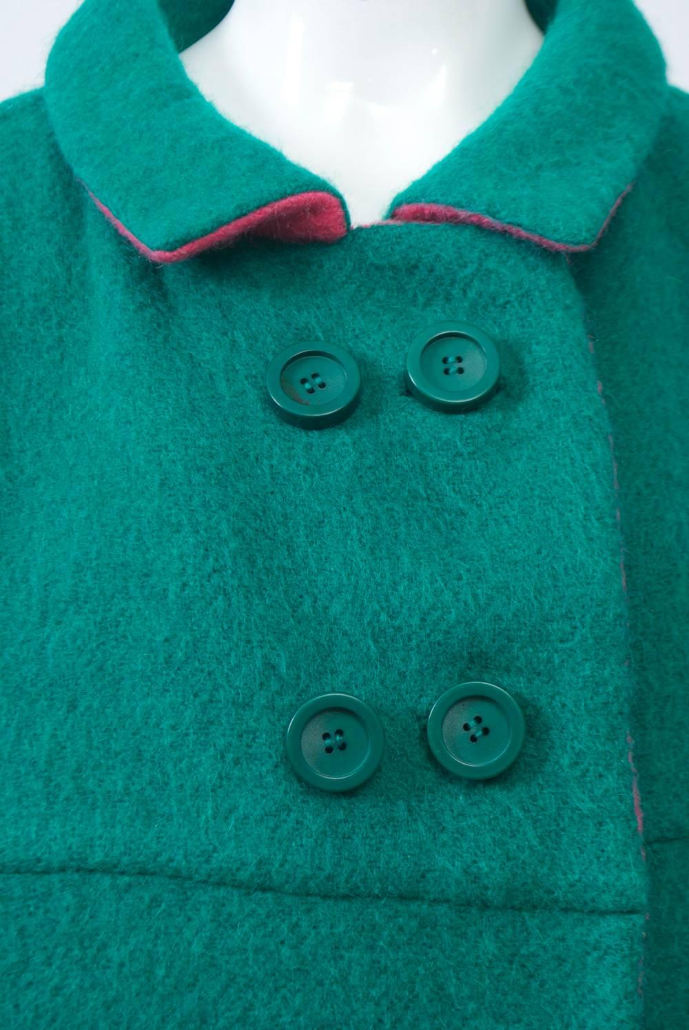 1960s Reversible Green/Pink Mohair Coat 1