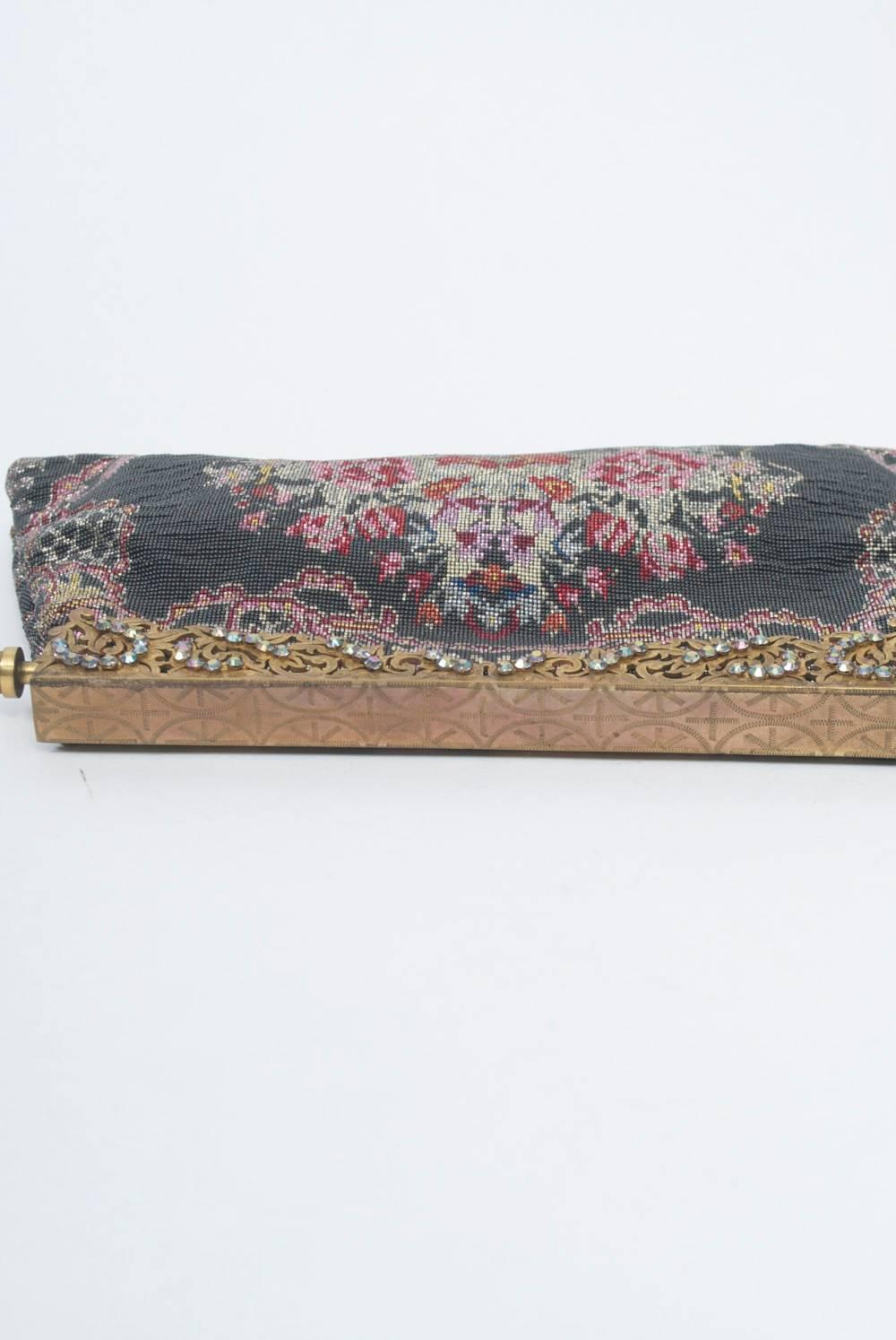 Gray Floral Microbeaded Evening Bag For Sale