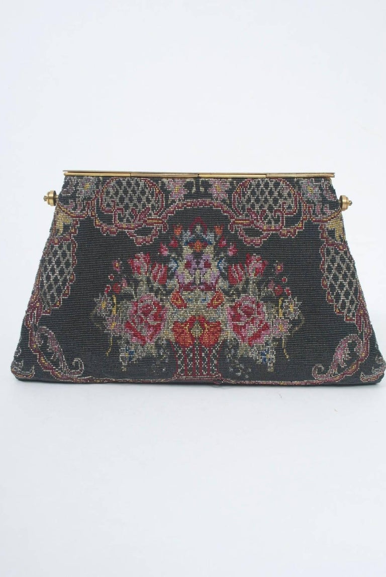 Floral Microbeaded Evening Bag For Sale at 1stDibs