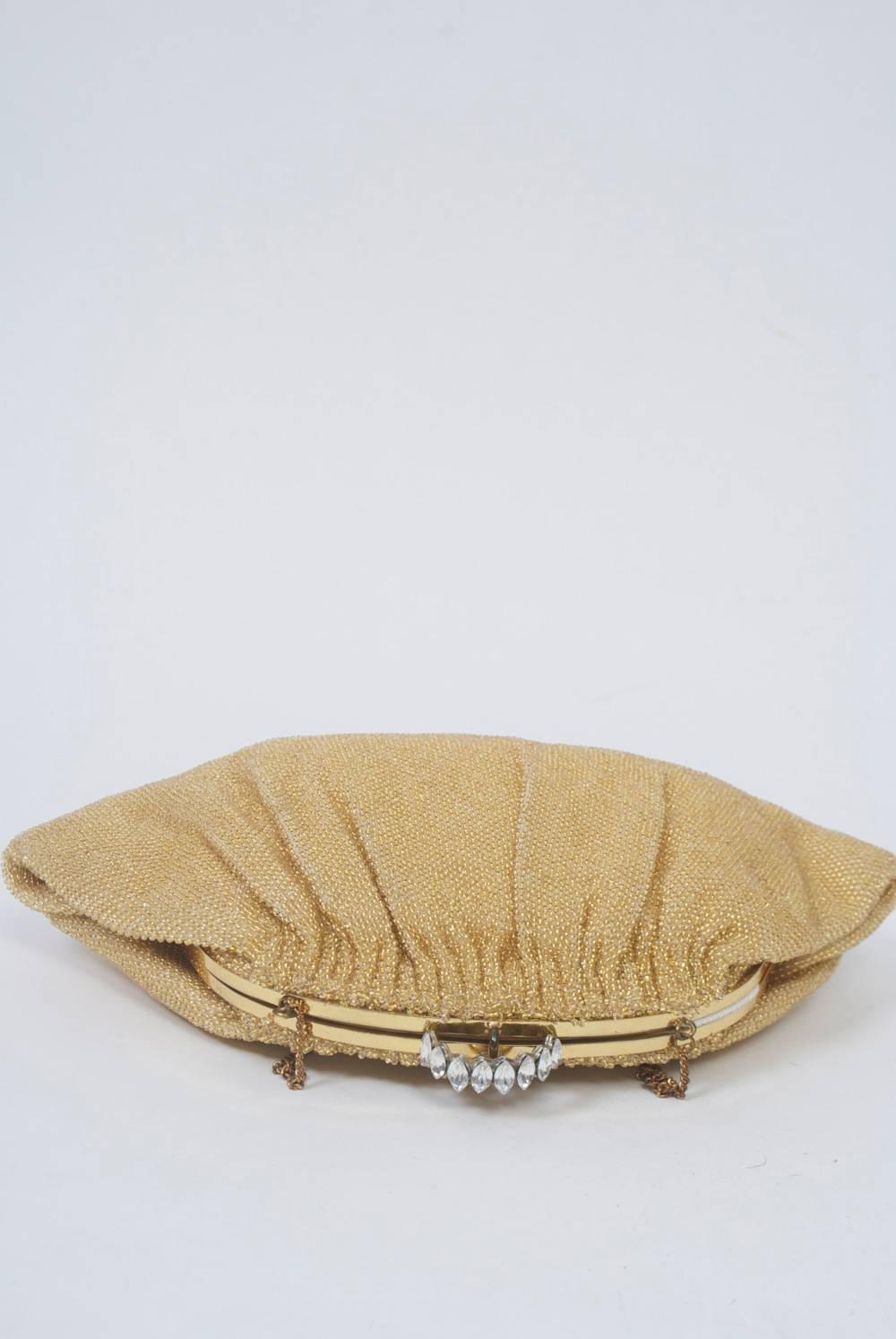 Brown Gold Beaded Evening Bag