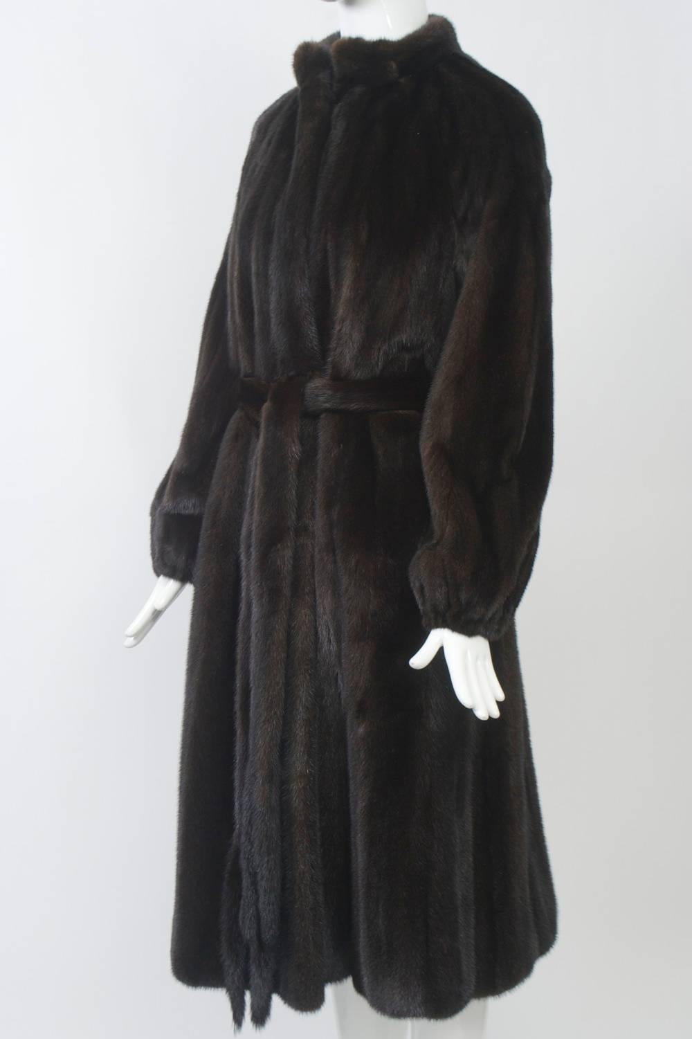 Black Mink Coat with Tie Belt