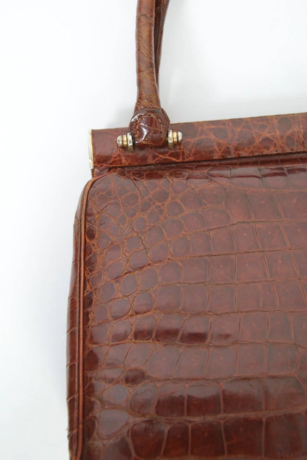 Cognac Crocodile Handbag, France 5