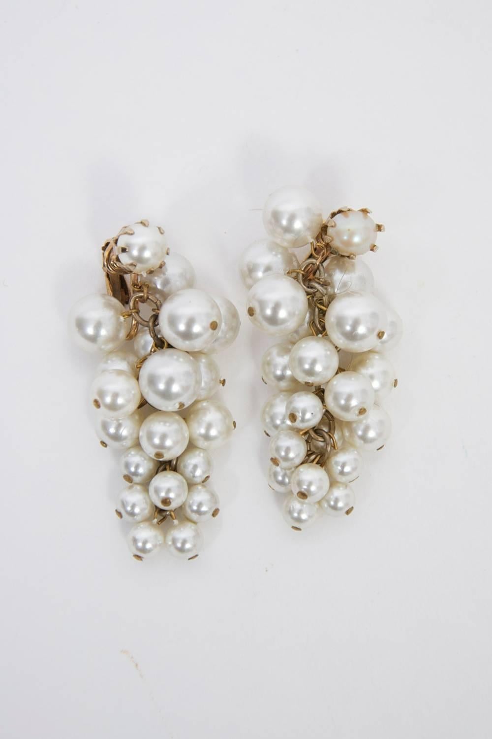 Pearl Cluster Earrings In Excellent Condition In Alford, MA