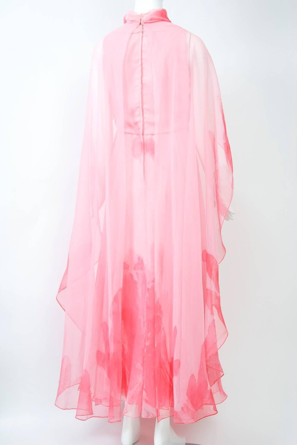 Pink Watercolor Gown, 1970s 1