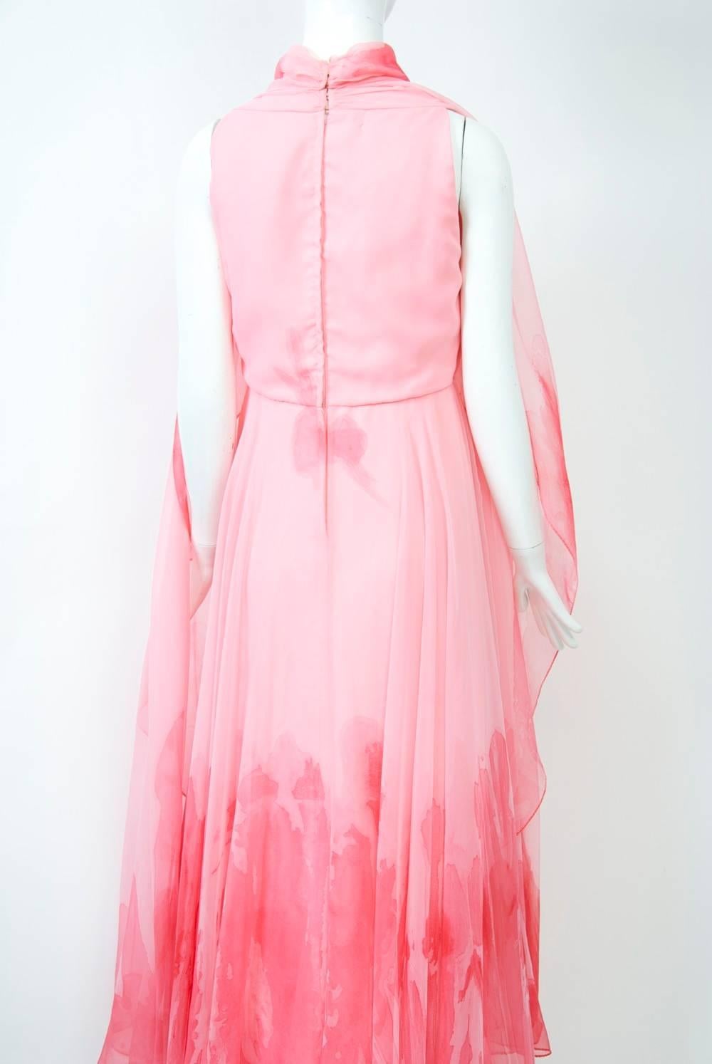 Pink Watercolor Gown, 1970s 2
