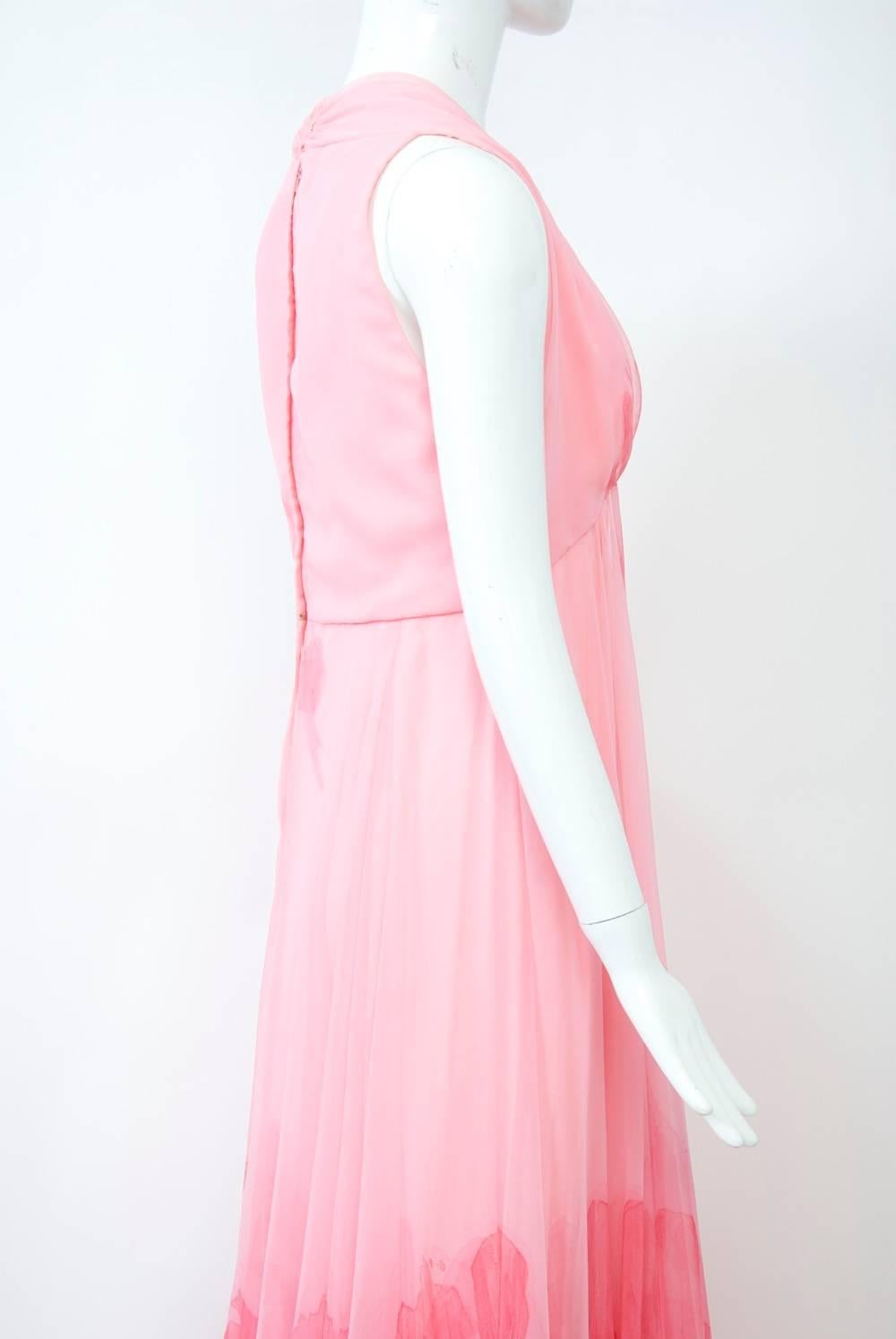 Pink Watercolor Gown, 1970s 3