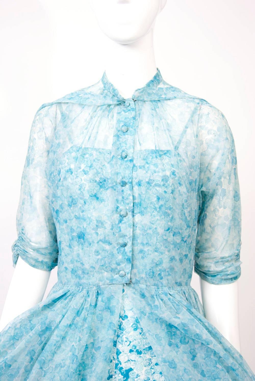 Blue Leslie Fay 1950s Dress and Coat