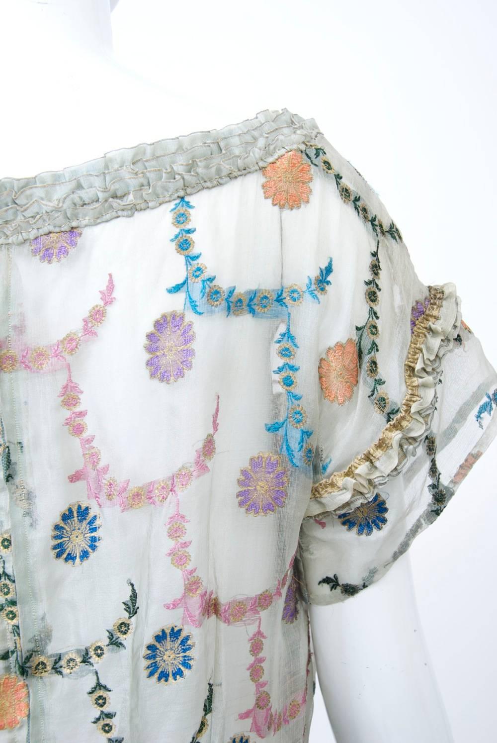1950s Embroidered Organza Dress 3