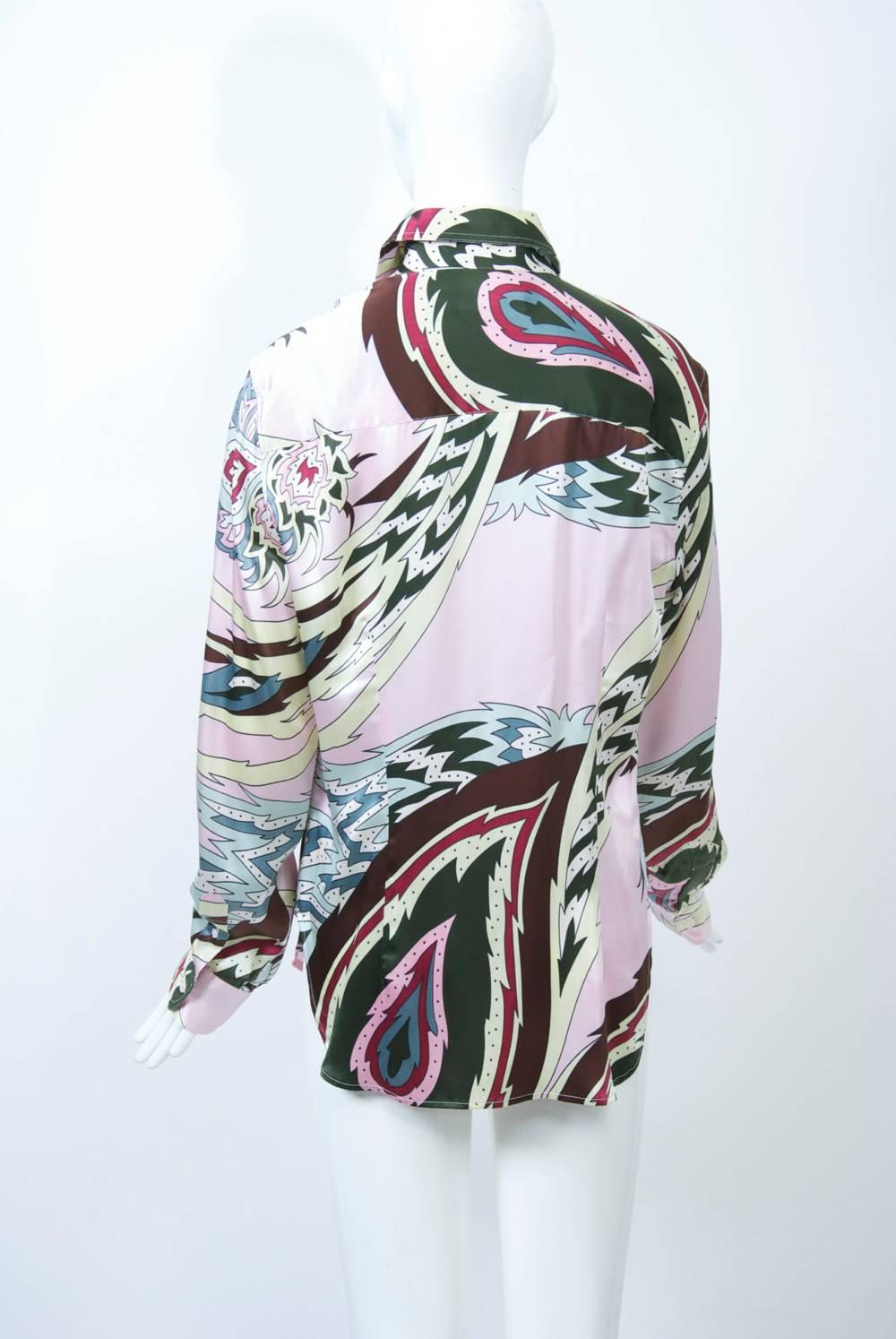 Women's Alexander McQueen Silk Print Blouse, Larger Size