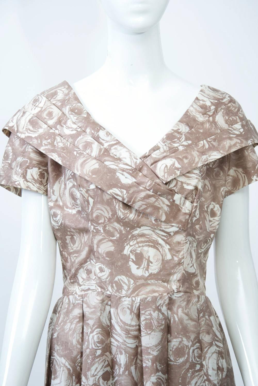 Gray Suzy Perette Silk Print Dress For Sale