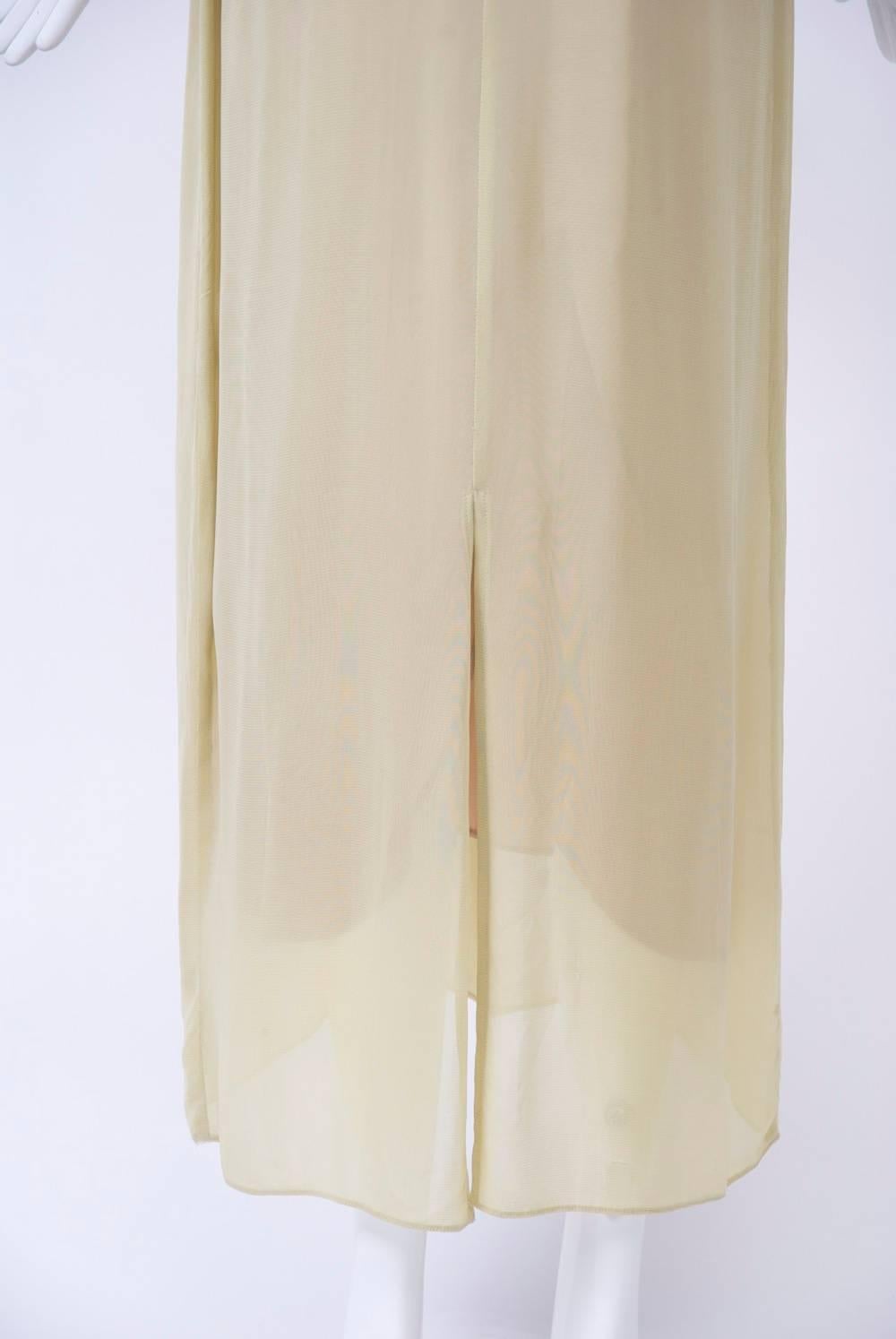 Victoria Falls Sheer Beige Midi Dress and Slip In Excellent Condition For Sale In Alford, MA