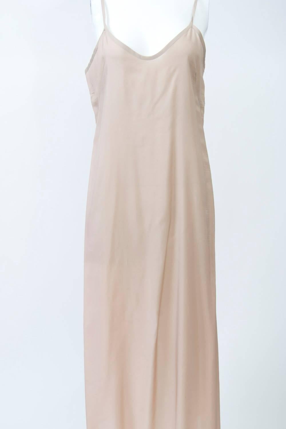 Women's Victoria Falls Sheer Beige Midi Dress and Slip For Sale