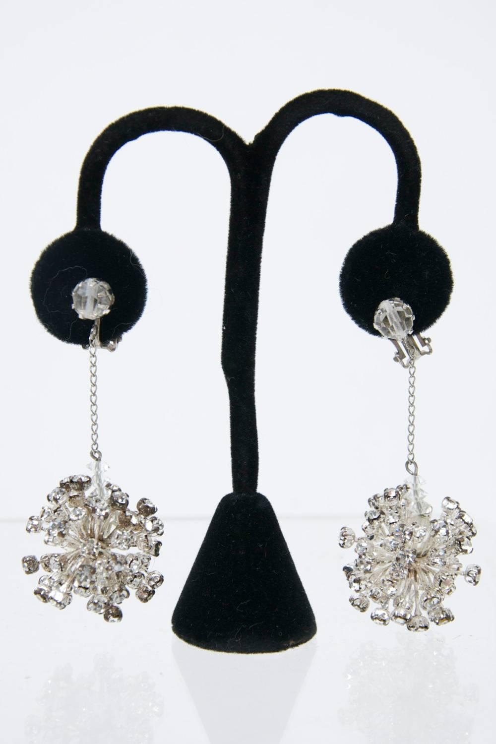 Atomic Rhinestone Drop Earrings In Excellent Condition In Alford, MA