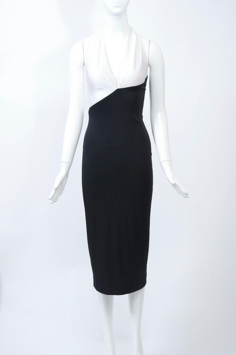 Karl Lagerfeld Black and White Jersey Halter Dress For Sale at 1stDibs