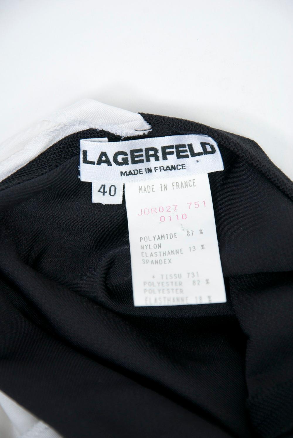 Karl Lagerfeld Black and White Jersey Halter Dress 4