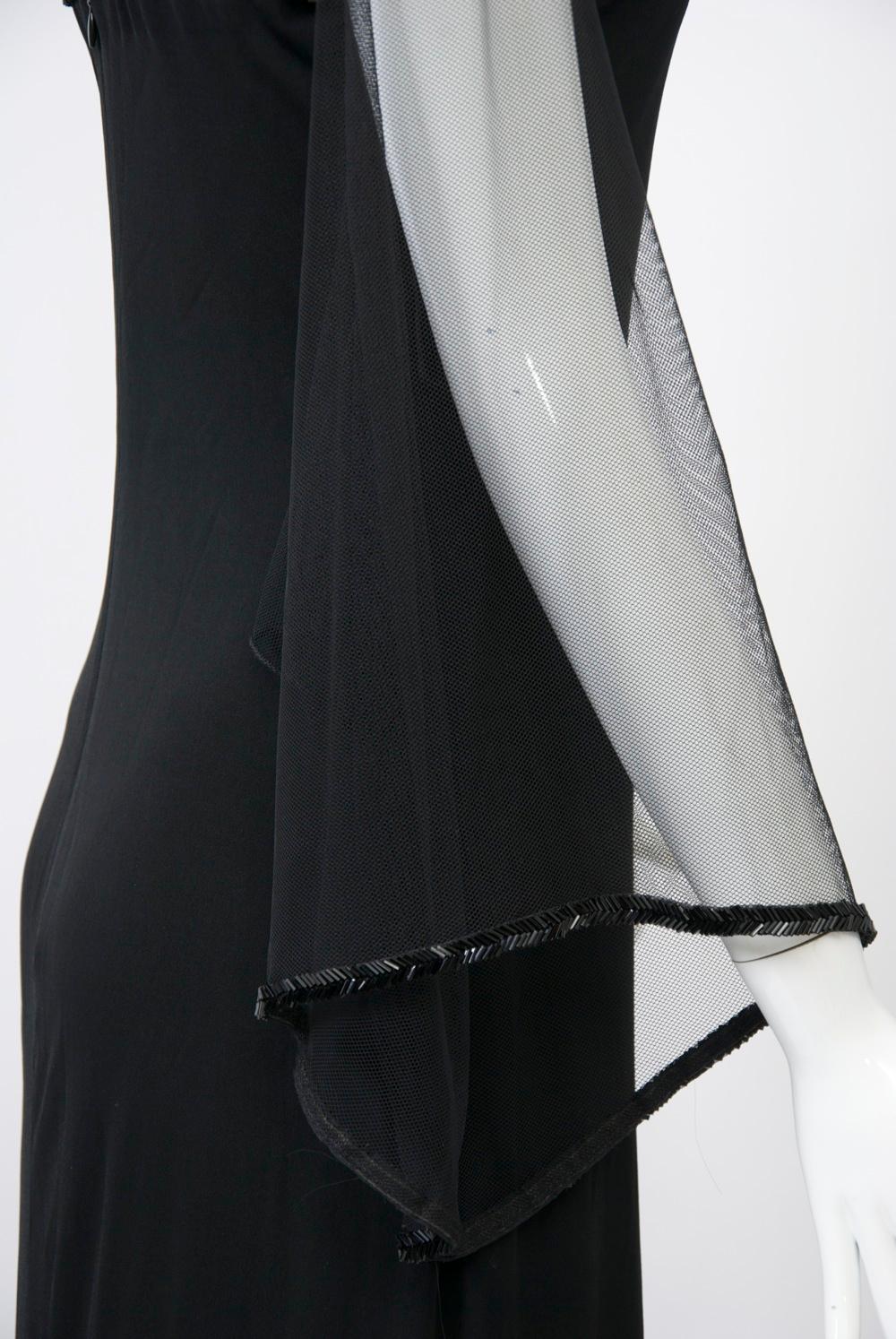 Women's Holly Harp Black Gown with Net Top