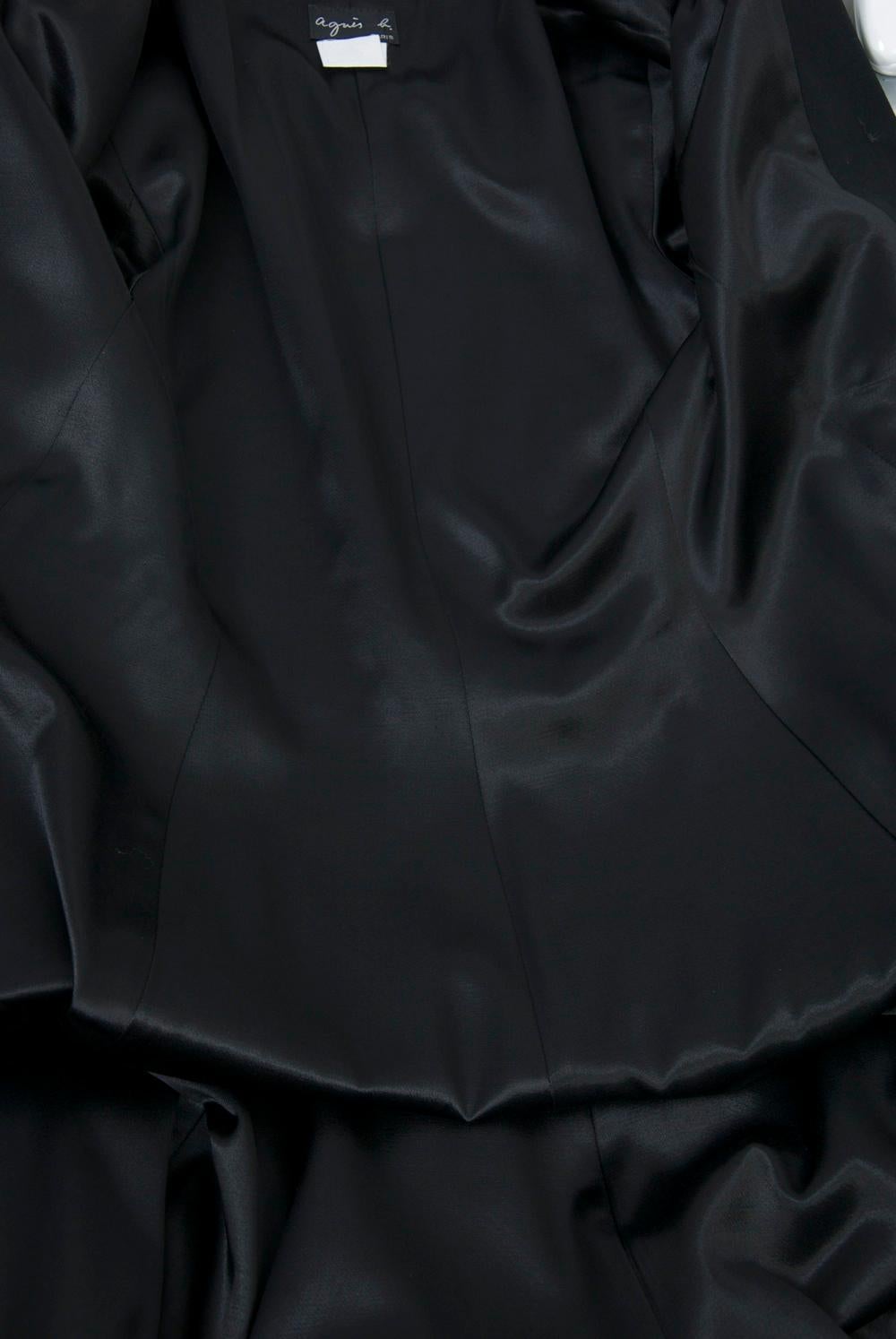 Agnes B Lightweight Black Wool Coat For Sale 1