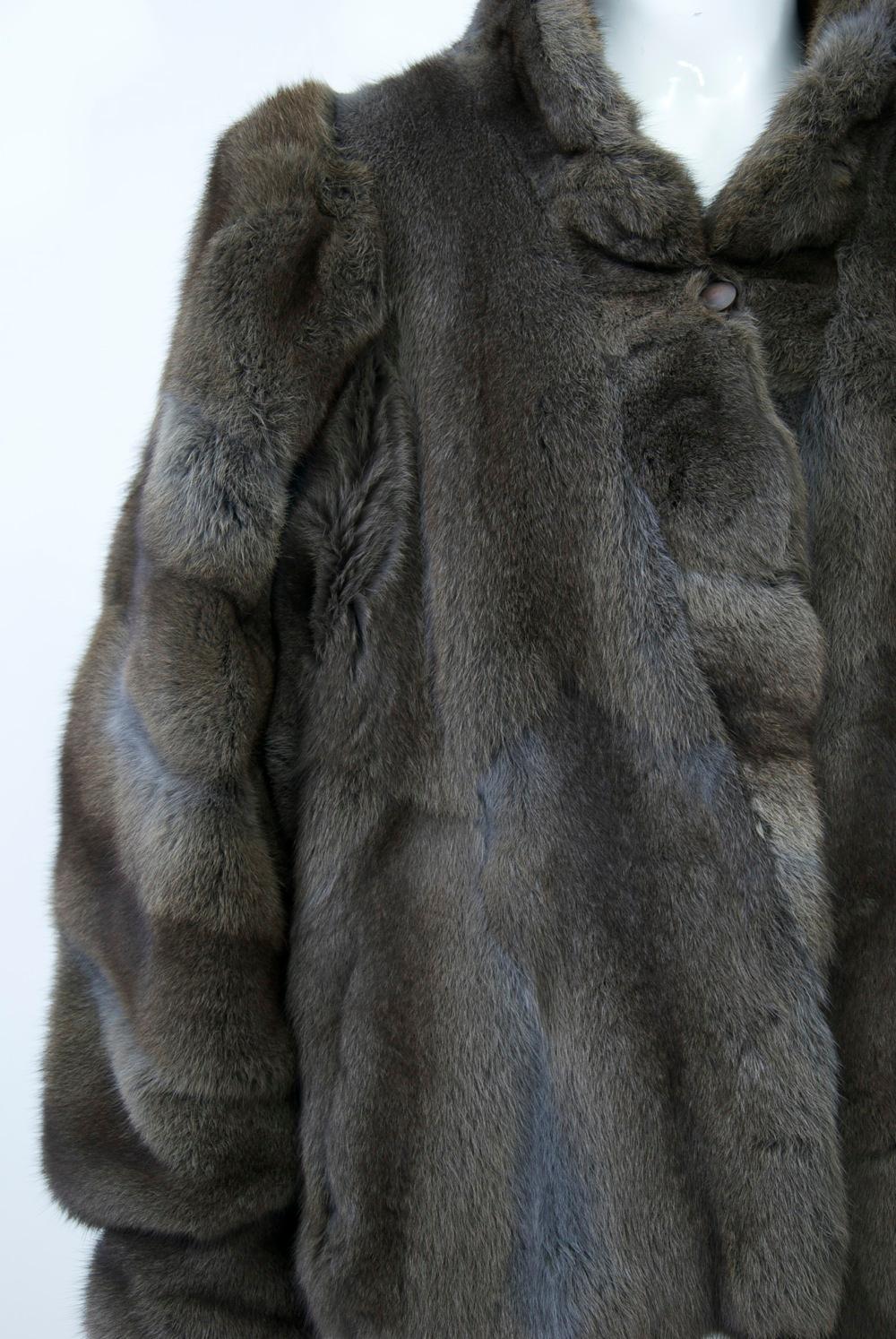 Black Sheared Fur Jacket, 1980s  For Sale