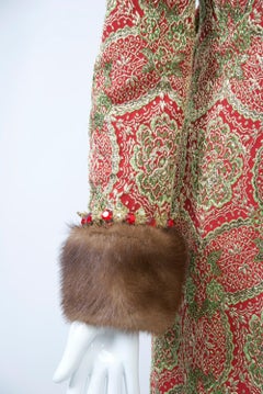 Kiki Hart Brocade Gown with Mink Cuffs