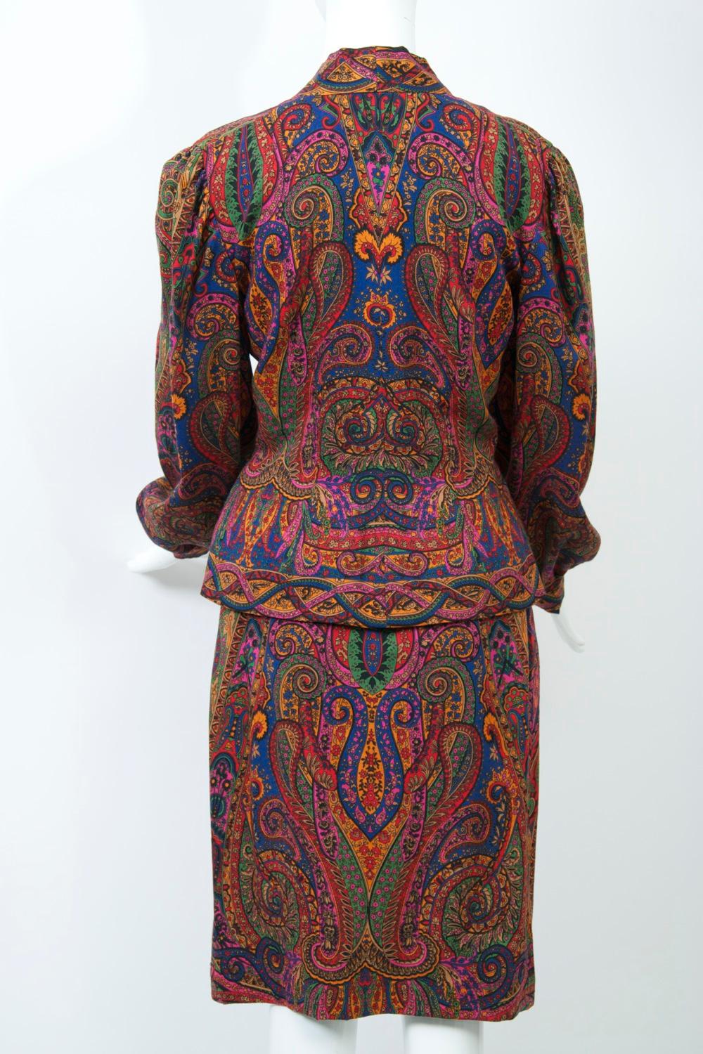 Women's Pauline Trigère Paisley Two-Piece Suit / Dress For Sale