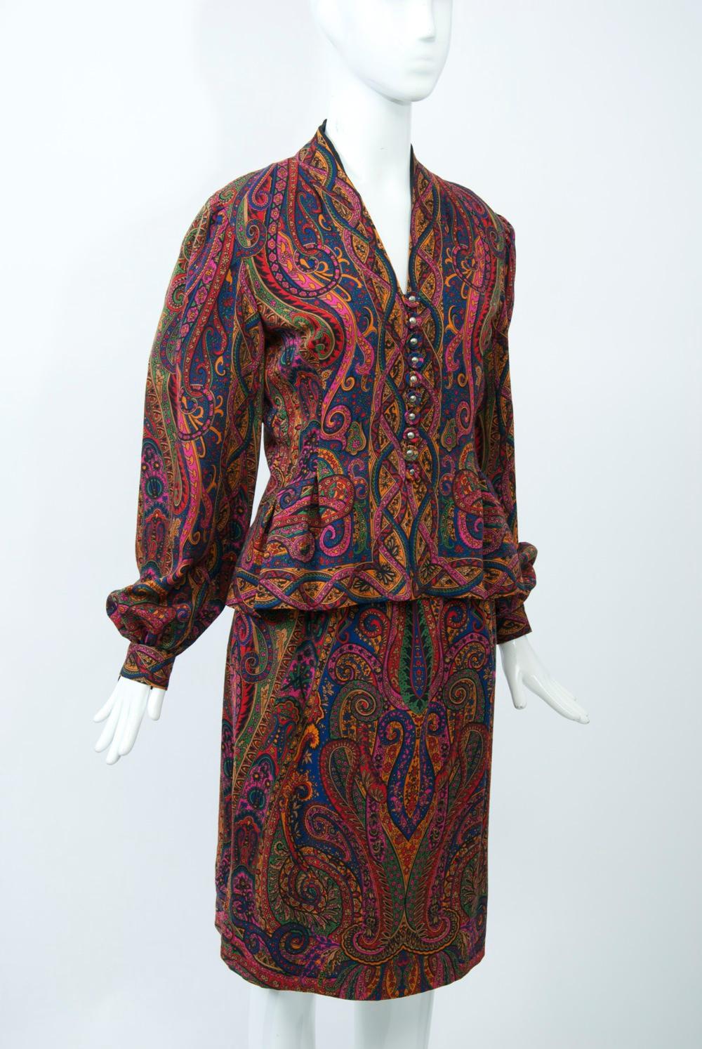 Pauline Trigère Paisley Two-Piece Suit / Dress For Sale 3
