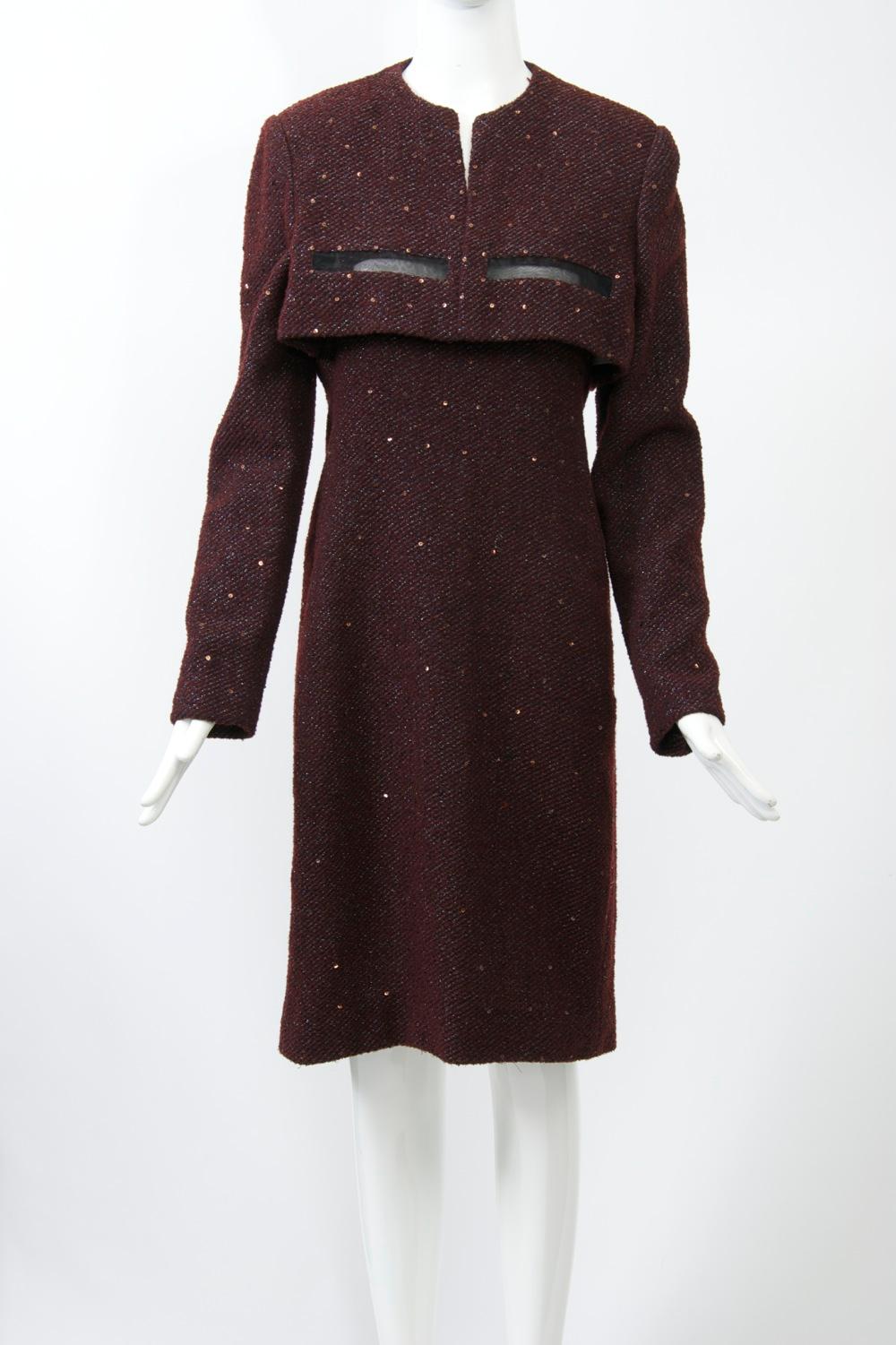 Black Geoffrey Beene Burgundy/Metallic Dress and Jacket