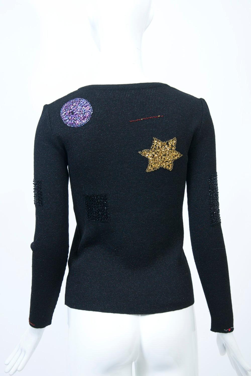 Black Hanae Mori Decorated Pullover Sweater For Sale