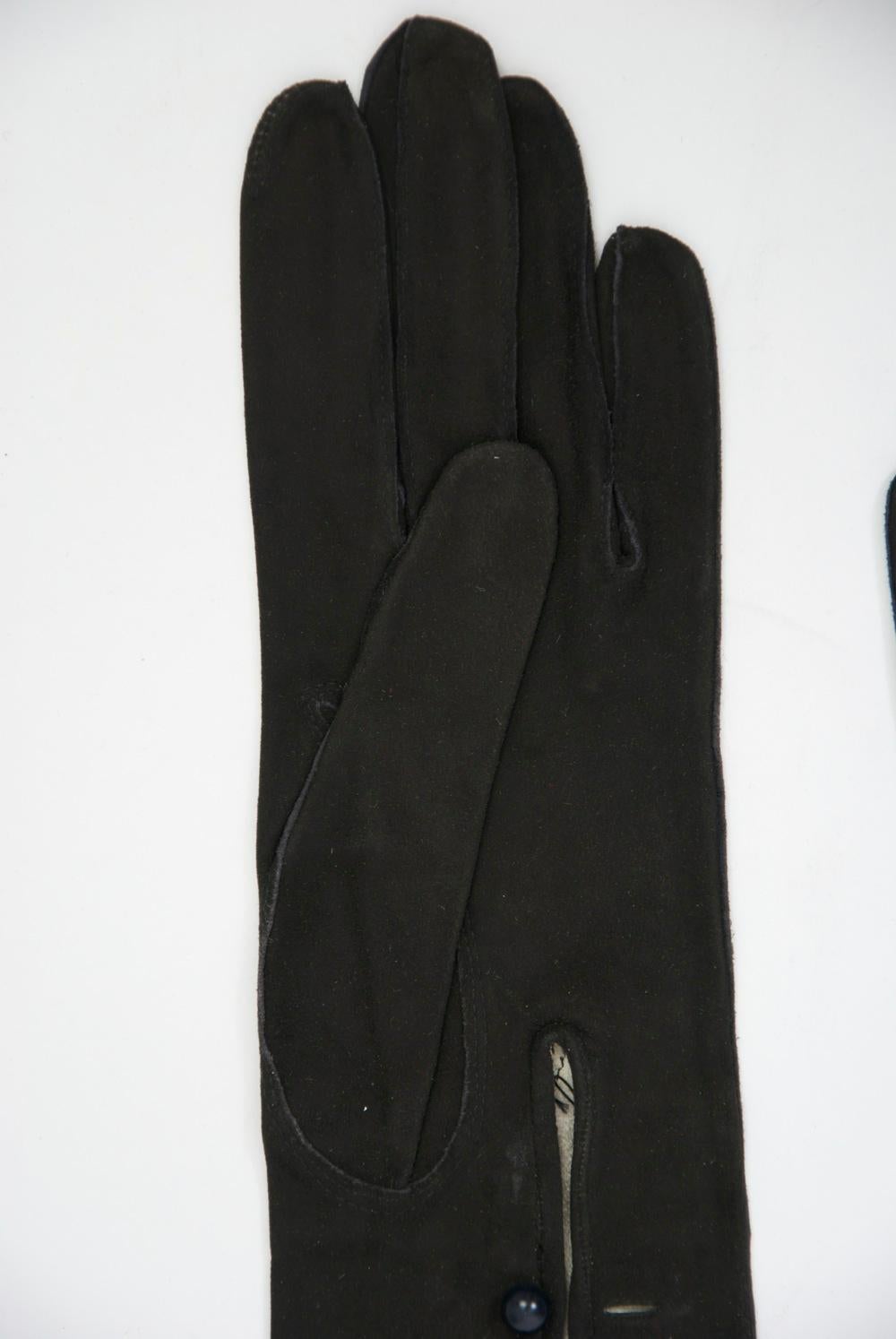 Women's Black Suede Opera Gloves For Sale