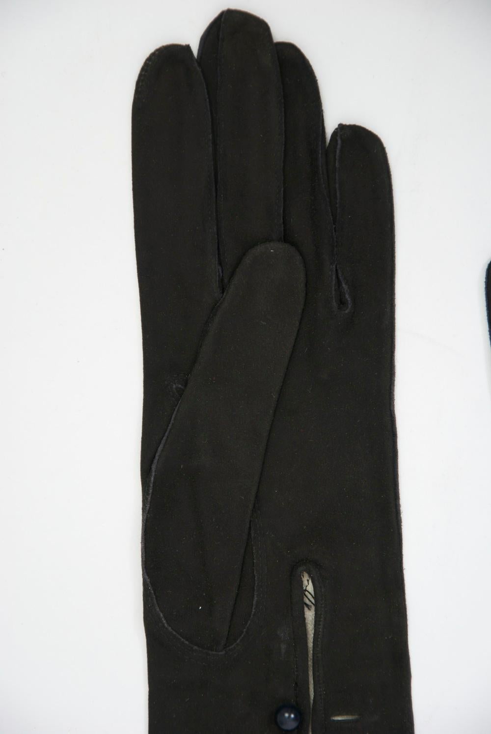 Women's Black Suede Opera Gloves