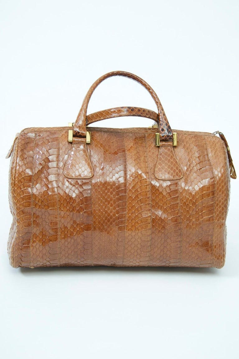 Morris Moskowitz Cognac Snake Bag In Good Condition For Sale In Alford, MA