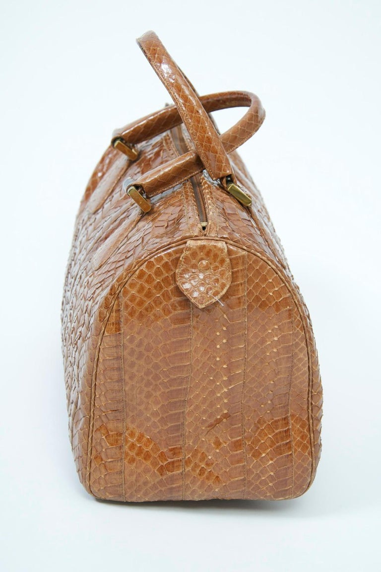 Women's Morris Moskowitz Cognac Snake Bag For Sale